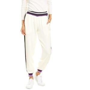 Saylient Women's White Elastic Waist High Rise Tapered Jogger Sweat Pants Size L